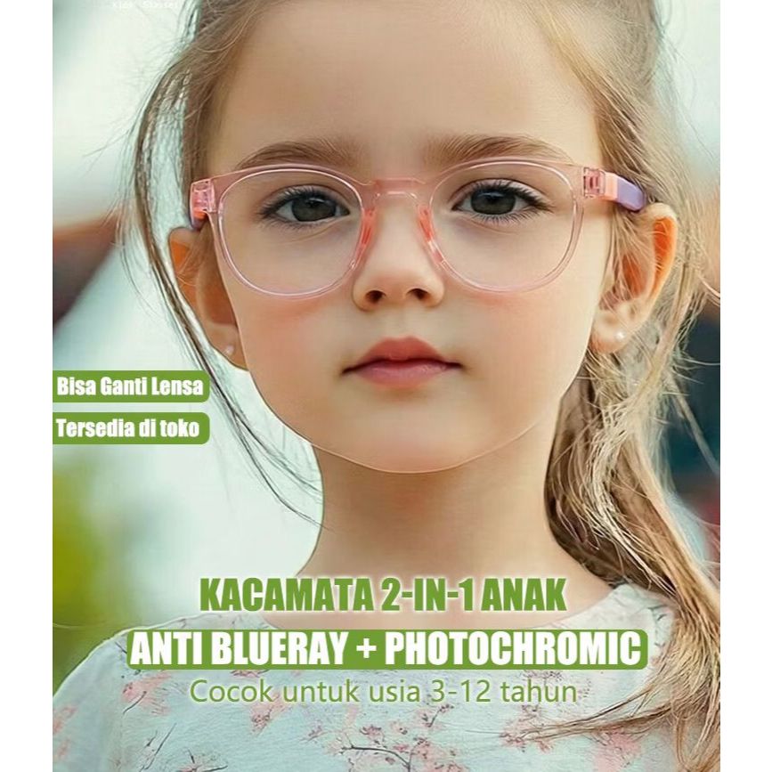 Kacamata Anti Radiasi Anak Photochromic Kacamata Minus Normal Silikon Perempuan Laki Laki
