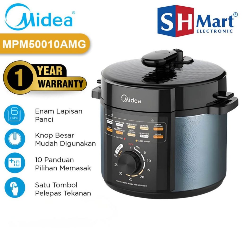 Midea Pressure Cooker MPM50010AMG 5 Liter / Midea Electrical Pressure Cooker Garansi Resmi(MEDAN)