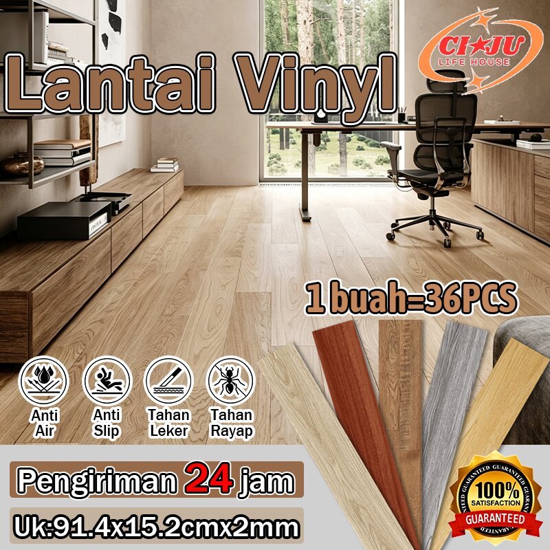 (1box / 36 Pcs) 91.4 cm X 15.2 cm lantai vinyl Vinyl Stiker Lantai Kayu PVC vinyl lantai kayu premiu