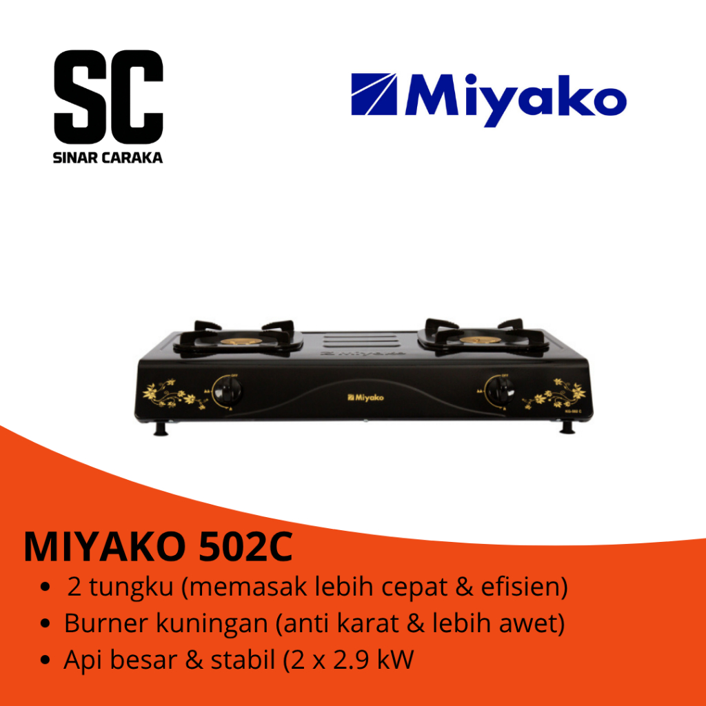 KOMPOR GAS 2 TUNGKU MIYAKO 502C