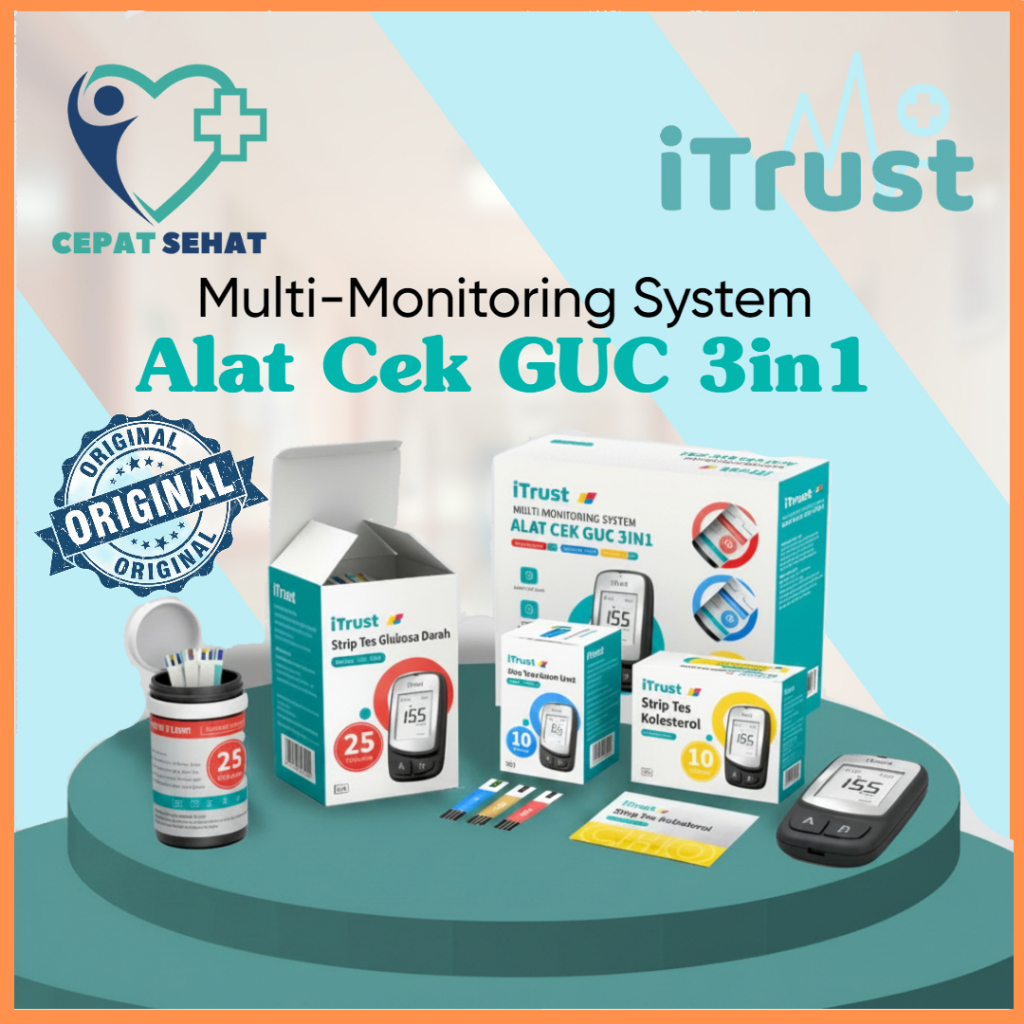 iTrust GUC-B01 Alat Cek Gula Darah Asam Urat Kolesterol 3in1 Lengkap Alat Tes Kesehatan Digital
