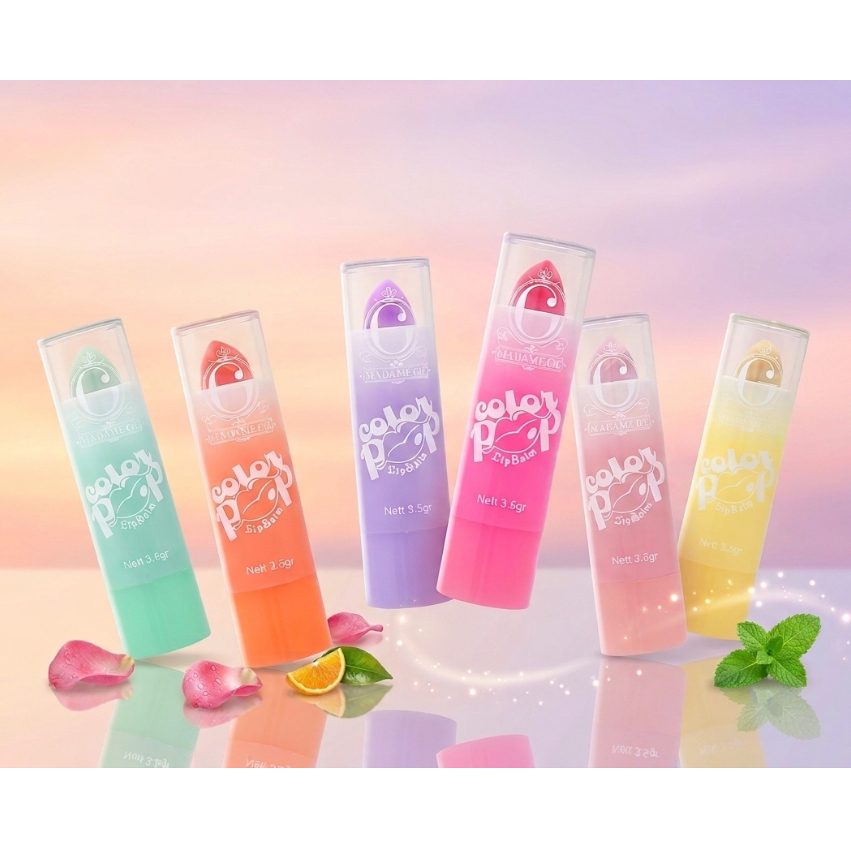 Madame Gie Color Pop Lip Balm Melembapkan Bibir Berwarna Natural Moisturizing Lip Balm Tahan Lama Or