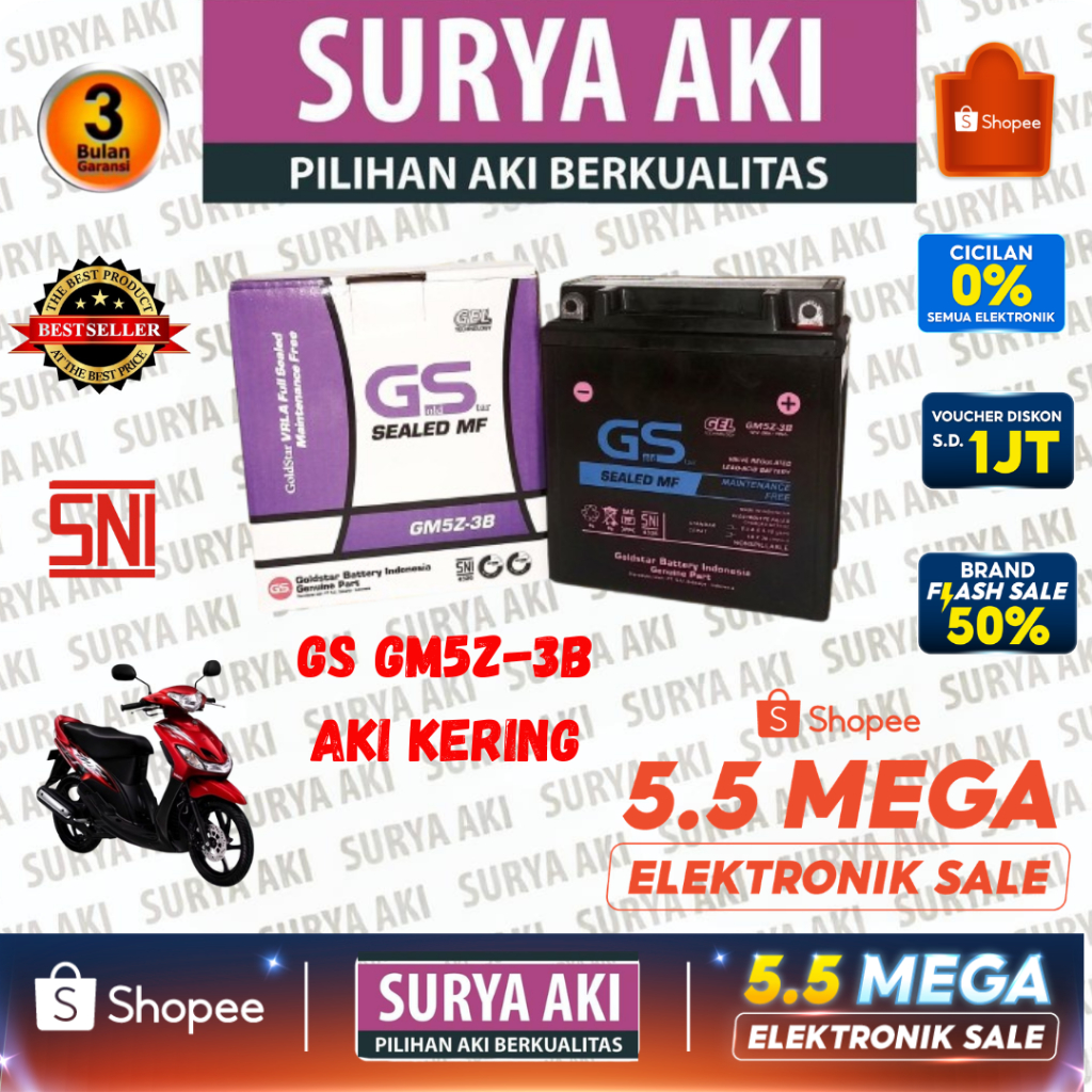 Aki Motor Yamaha Mio Sporty Mio Smile GM5Z-3B Aki Kering
