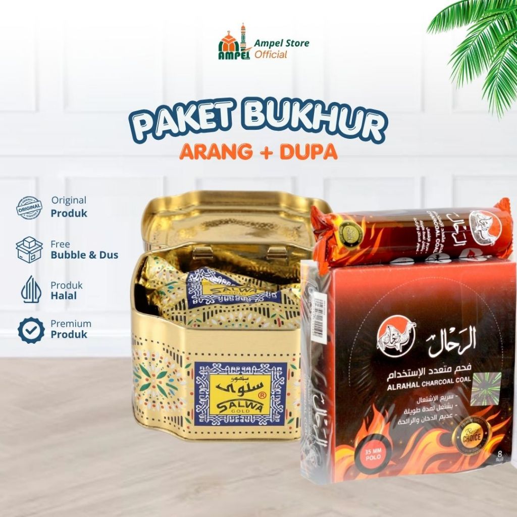 Arang Magic Al Rahal + Salwa Oud Mudah Menyala, Tidak Berbau, Desain Donat