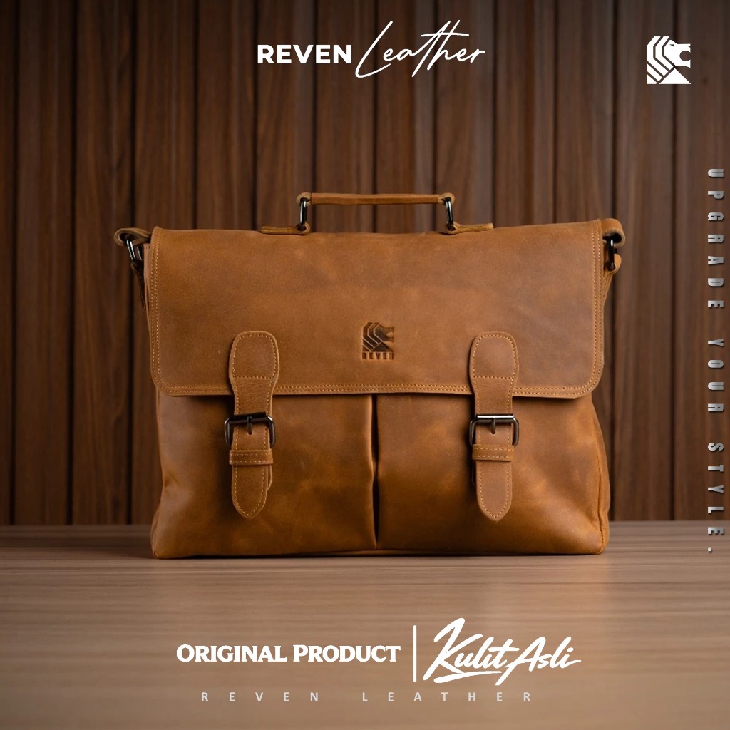 Tas Laptop Kerja Kantor Pria Cowok Reven Asgard Bag Kulit Sapi Asli Original Premium Leather Branded