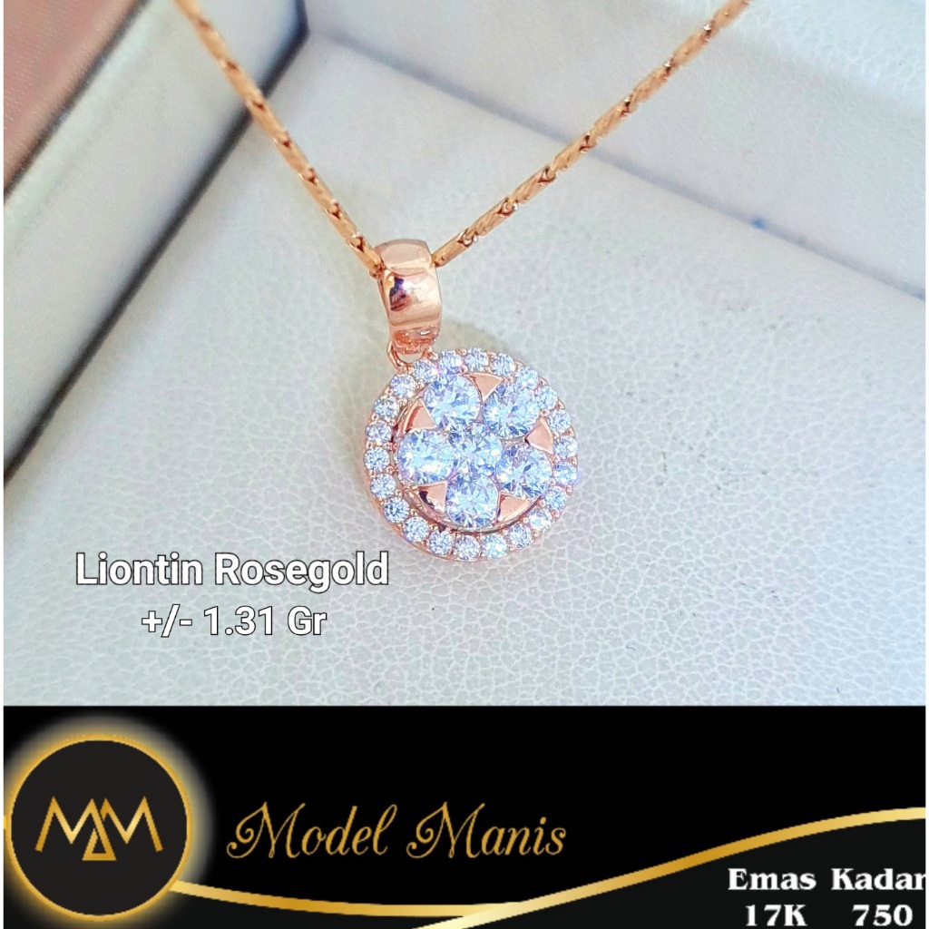 Liontin Bulat Diamond Looks Emas Kuning/Rosegold 700 kadar 16k
