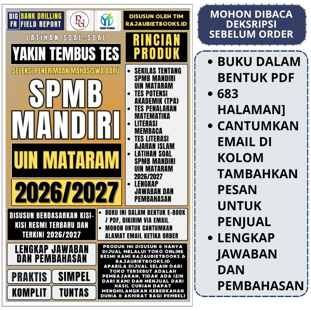 BUKU YAKIN TEMBUS TES SPMB MANDIRI UIN MATARAM LOMBOK 2026 - SPMB MANDIRI UIN LOMBOK 2026