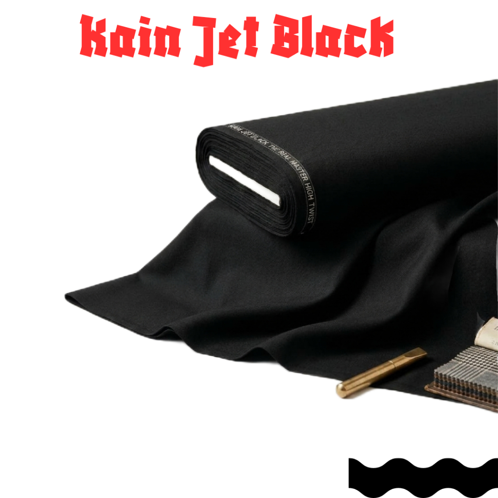 kain BAHAN JET BLACK bahan celana jas BAHAN premium