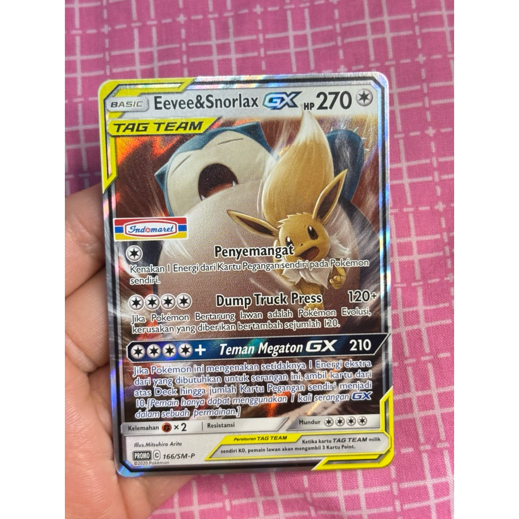 Pokemon TCG TAG TEAM Eevee Snorlax GX INDOMARET PROMO 166/SM-P Indonesia ID PROMO