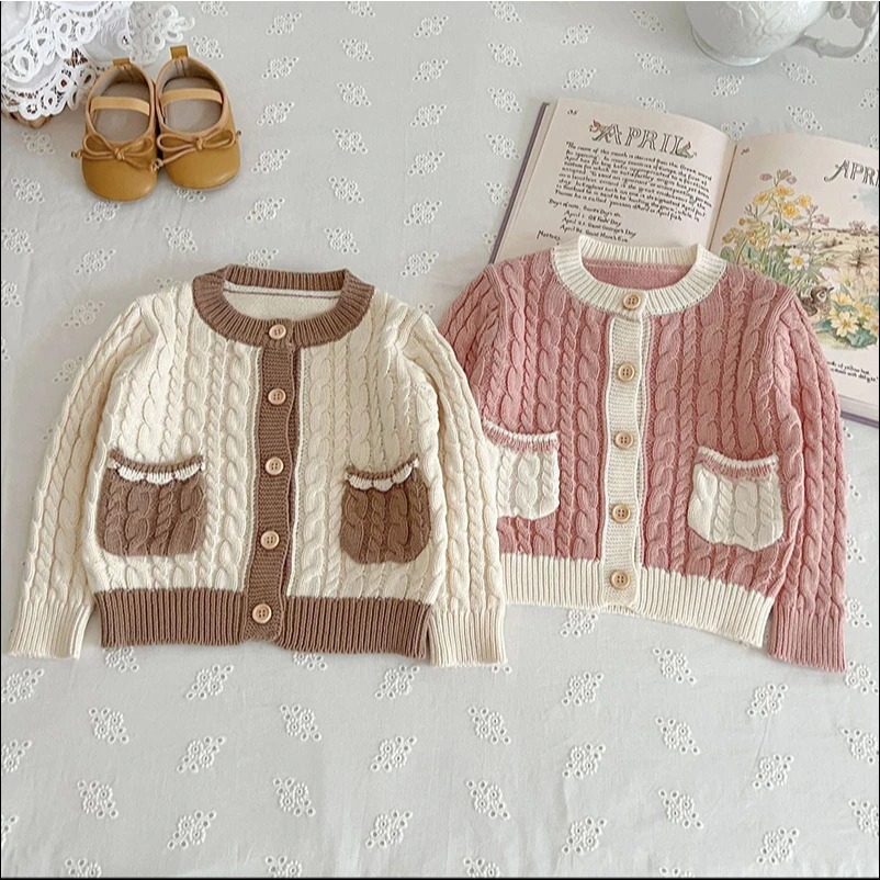 Sweet Peachy Cardigan Kids/Cardigan Rajut Anak Perempuan Korean Style Knit Lucu Lengan Panjang Usia 