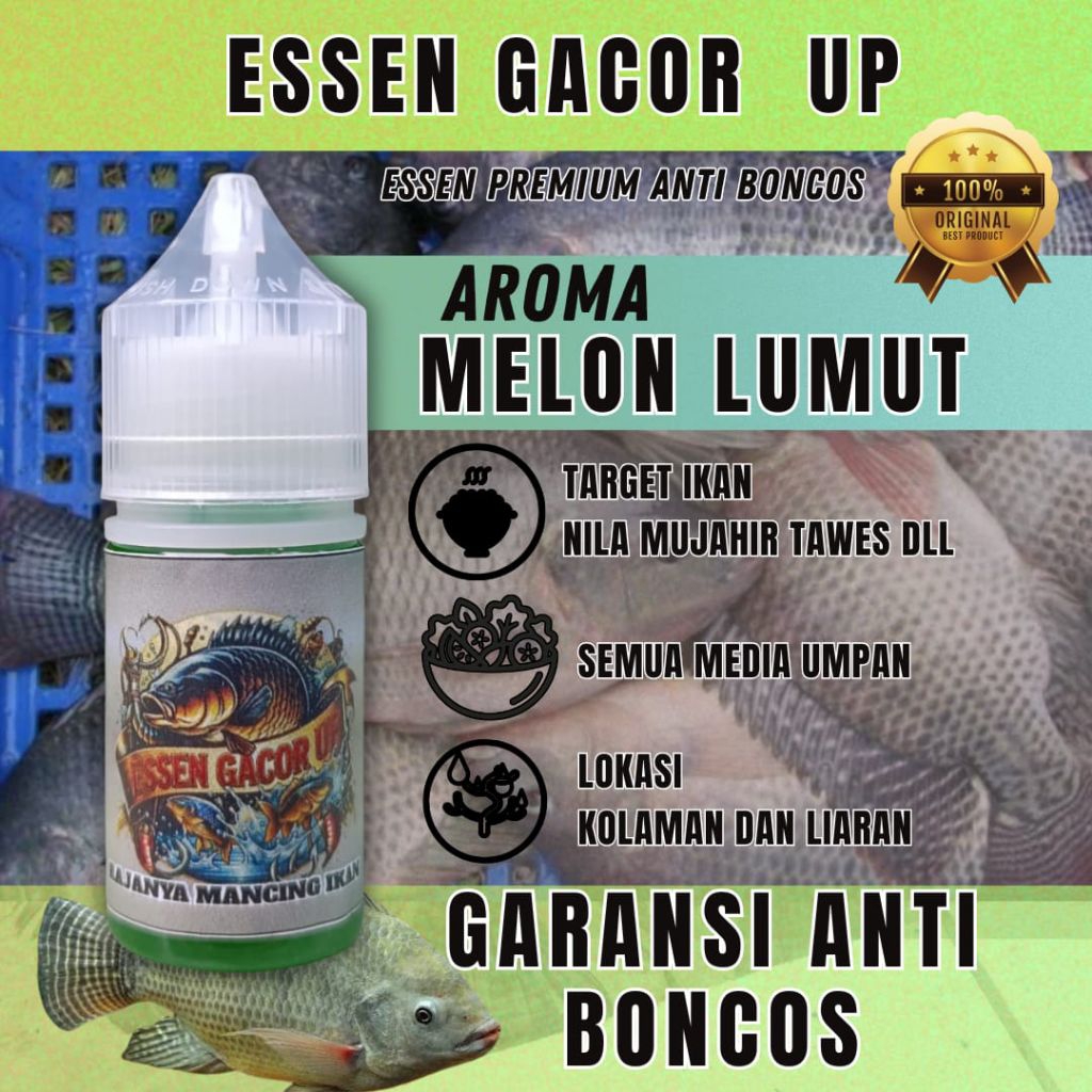ESSEN GACOR UP AROMA MELON LUMUT 100 % umpan ikan Mas super Nila Mujair mujaer  lele super babon Ese