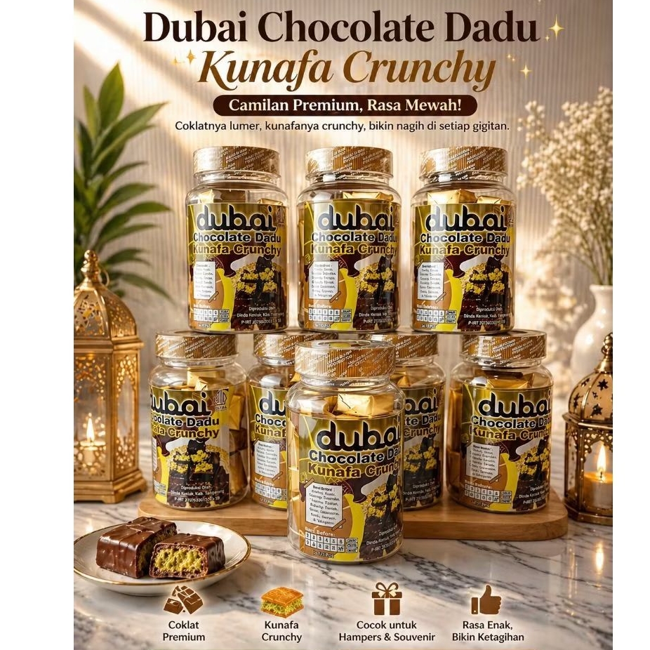 Dubai Chocolate Dadu Kunafa Crunchy/isi 17 pcs per toples/dijual 2000an/jajanan anak-anak jaman now.