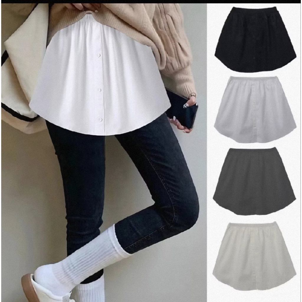 Rok Sambung Baju Rok Palsu Kameja Skirt Extender Rok Korean Style Outfit Hijab Rok Wanita Kekinian R