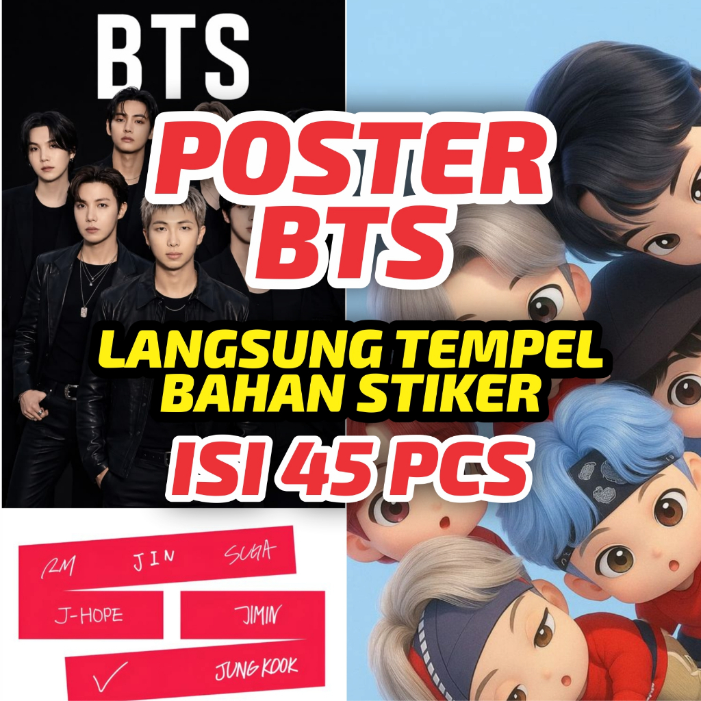 POSTER STIKER BTS ISI 45 PCS | STIKER BTS | POSTER BTS | CICAMARU