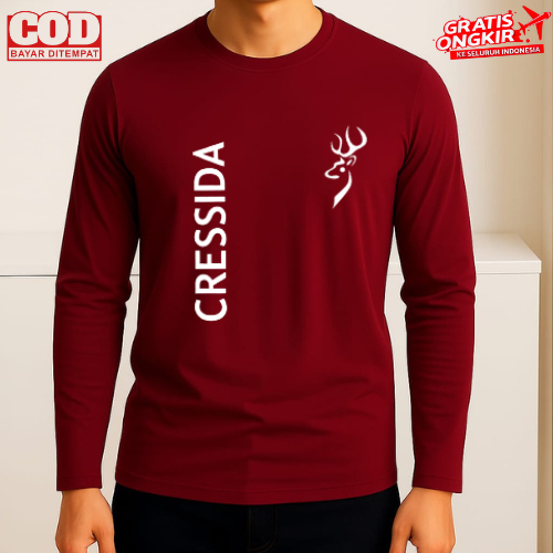 T-Shirt pria Kaos Pria Dan Wanita Kaos distro Kaos Lengan Panjang Cressida Kirka Print White Kaos De
