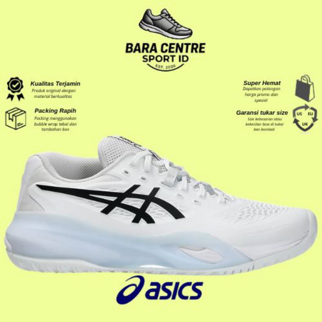Asics Sepatu Padel Or Tenis Gel-Resolution X Clay Wide White Black (All Court)