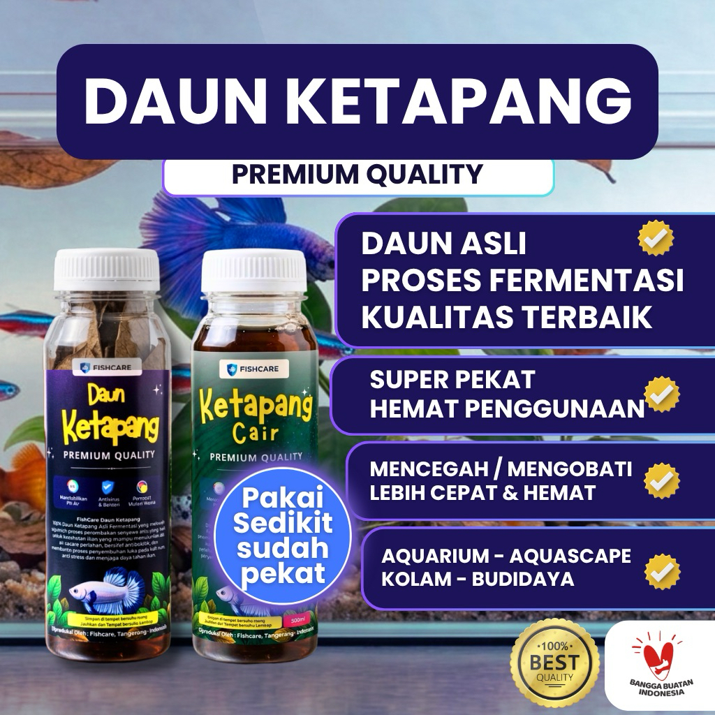 Fishcare Ketapang - Daun Ketapang & Ketapang Cair Daun Ketapang Cair Super Pekat - Ekstrak Ketapang 