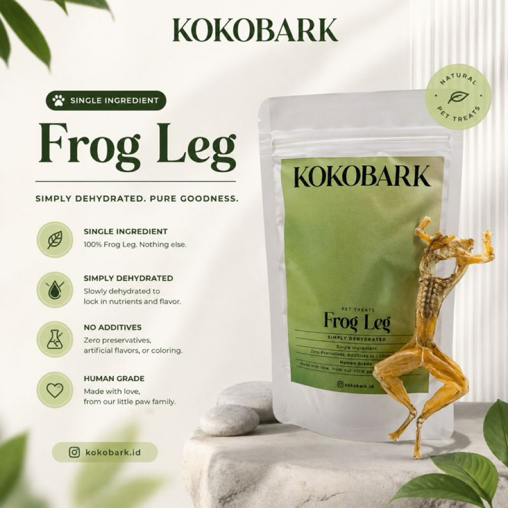 Kokobark - Frog Leg - Frog Chips - Daging Kodok - Swike  - Single Ingredient Dehydrated Snack Treats