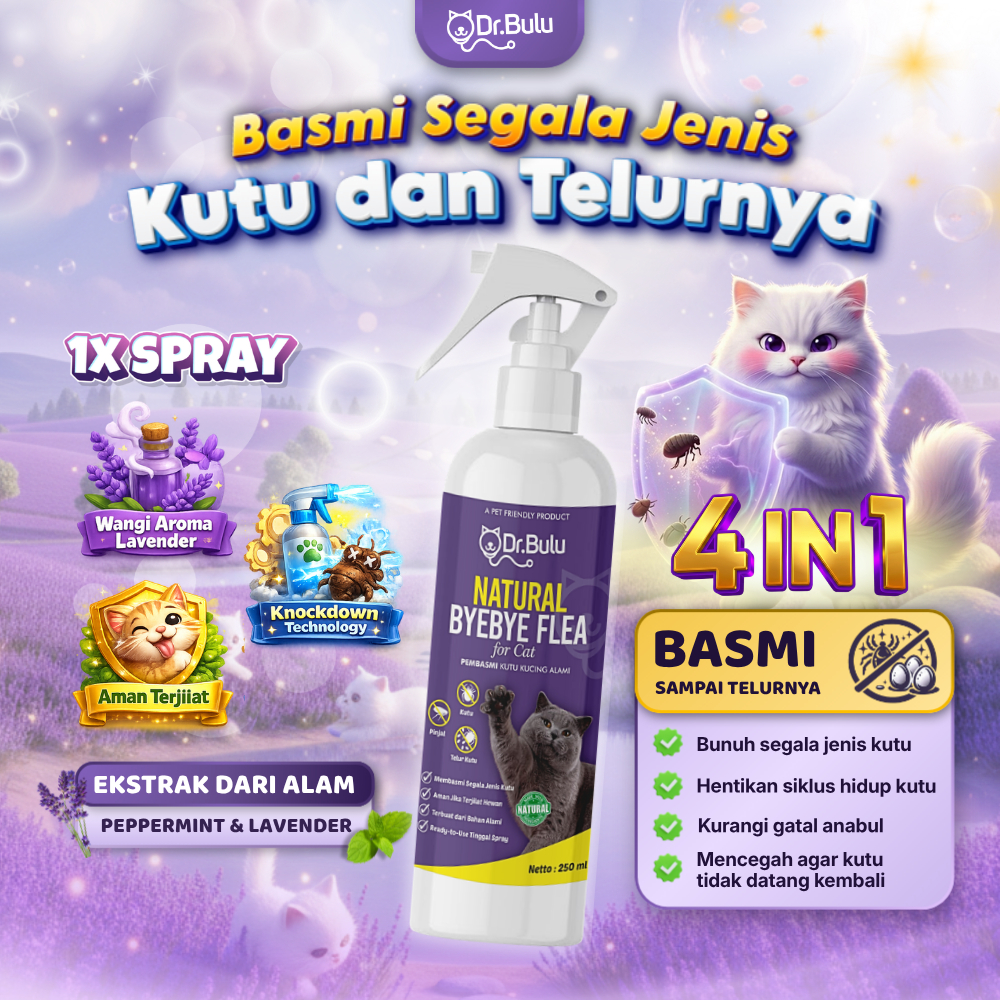 Dr.Bulu - Natural Bye Bye Fleas For Cat - Pembasmi Kutu Kucing Alami, Obat Kutu Kucing Hamil