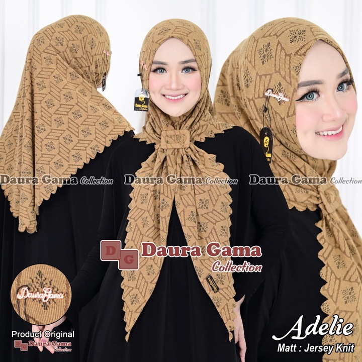 Hijab Adelie / Hijab Segitiga Instan Jersey Laser Cut Variasi Gesper Original Daura Gama