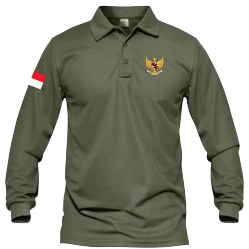 LOGO BORDIR ~ Kaos Kerah Garuda Lengan Panjang // Polo Shirt Garuda Indonesia Logo Bordir// Kaos Pol