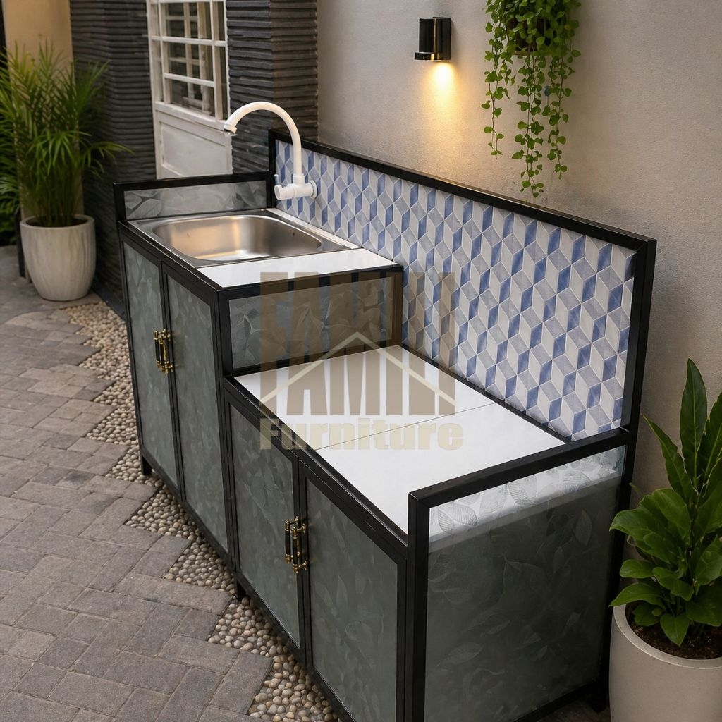 Rak dapur dan rak piring kompor wastafel cantik