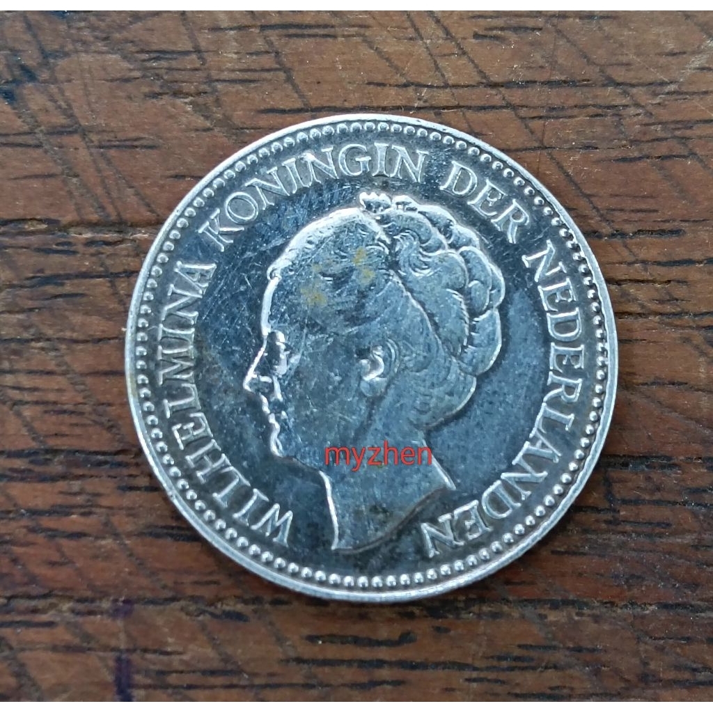 (AO)koin perak wilhelmina 1930 0,5G asli