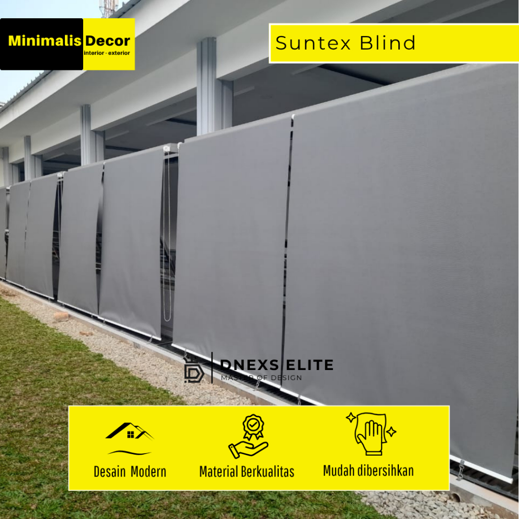 Tirai Outdoor Suntex Blind Custom | Anti Panas, Anti Tampias Hujan, Cocok Teras & Balkon