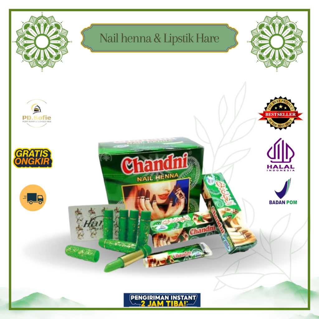 Lipstik  Hare Arab & Nail Henna Chandini Original Henna Arab Oleh-Oleh Haji Umroh