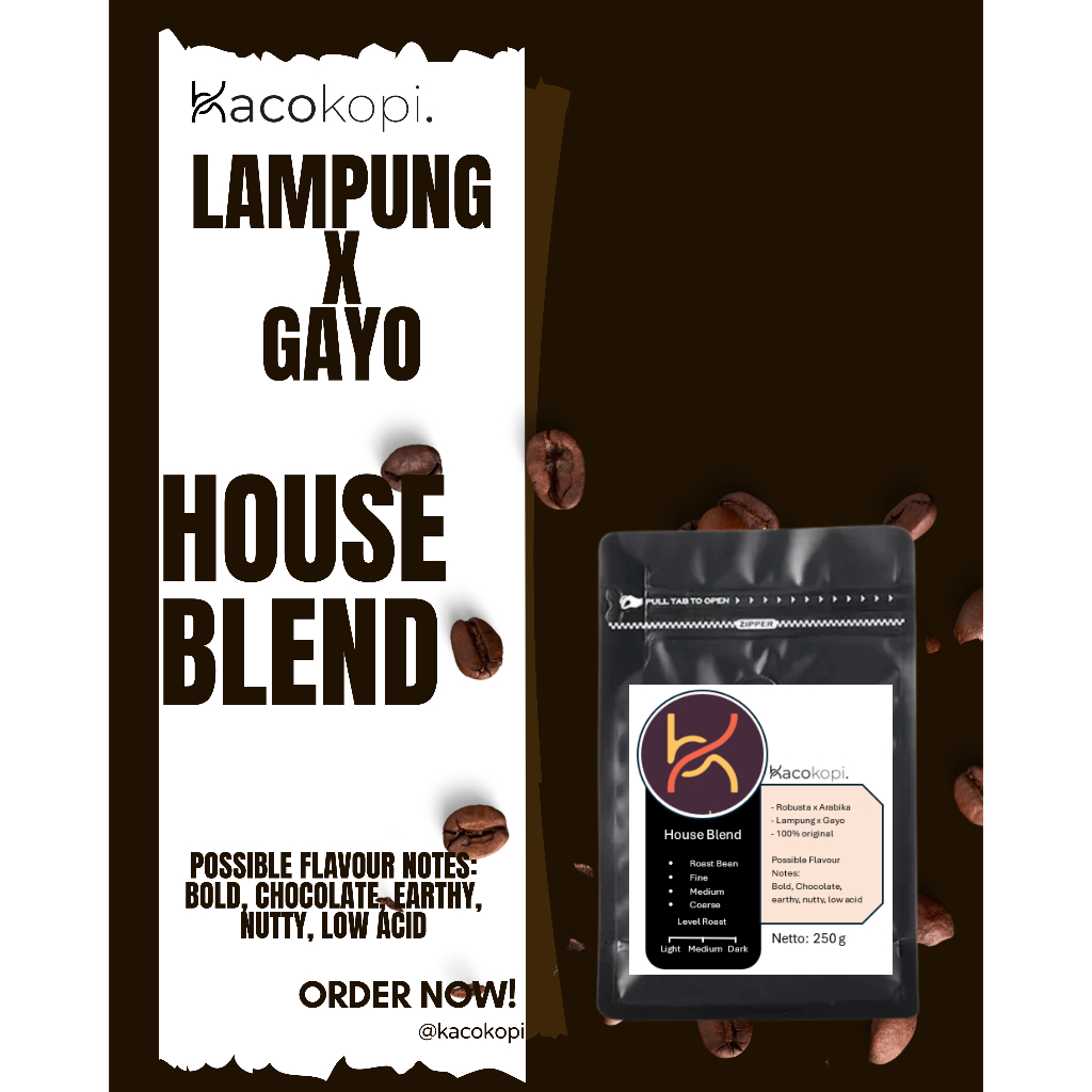 House Blend Kopi Robusta Lampung Arabika Gayo Premium Asli 100% Bubuk Kopi Aroma Strong Fresh