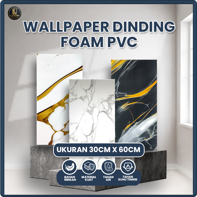 Wallpaper Dinding Foam Vinyl PREMIUM Motif Marmer Granit Keramik 3D - Ukuran 30x60 cm
