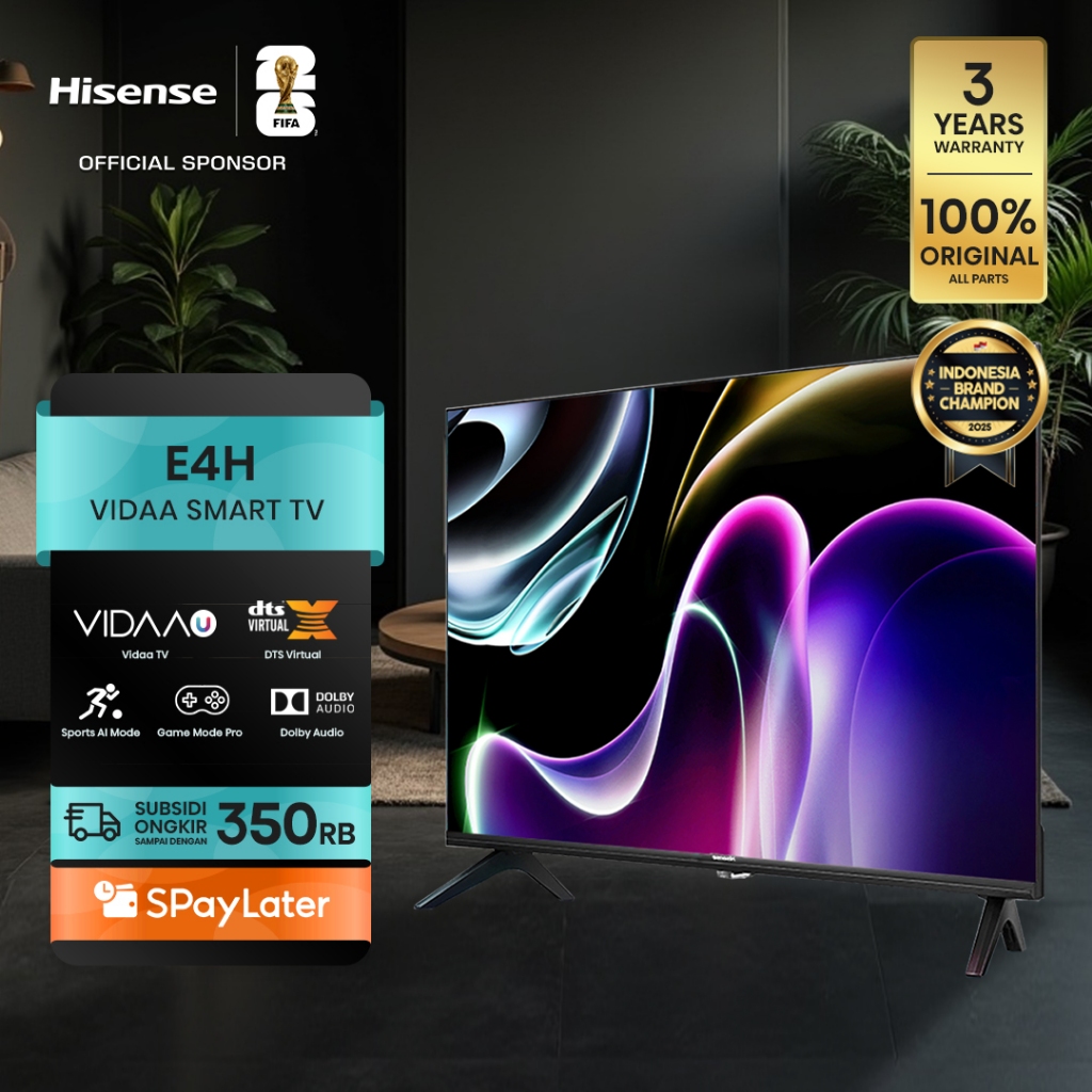 Hisense TV E4H - 32E4H / 40E4H / 43E4H Vidaa Smart Digital TV 32/40/43 inch HD Desain Bazelles DTS V