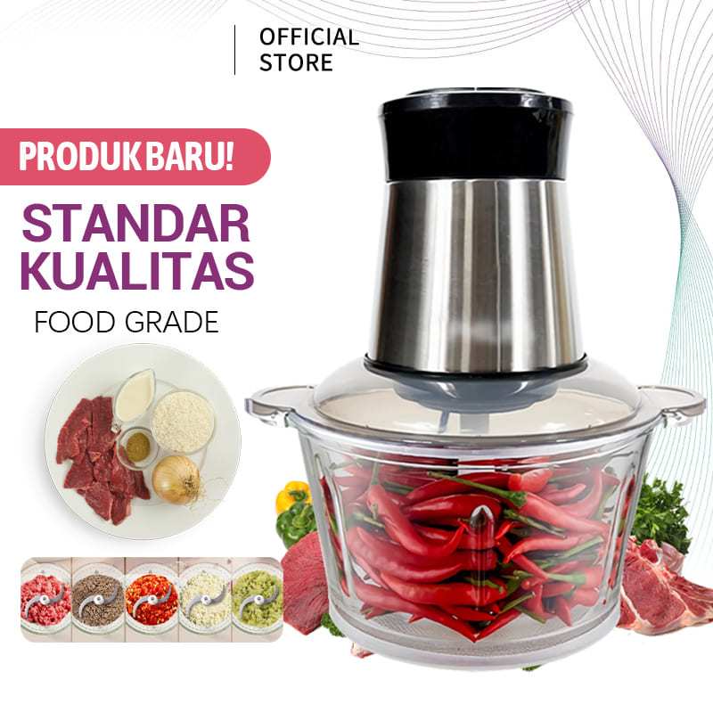 Chopper Philips Blender Penggiling Daging Elektrik 2 Liter - Stainless Steel, 400 Watt, Kapasitas Be