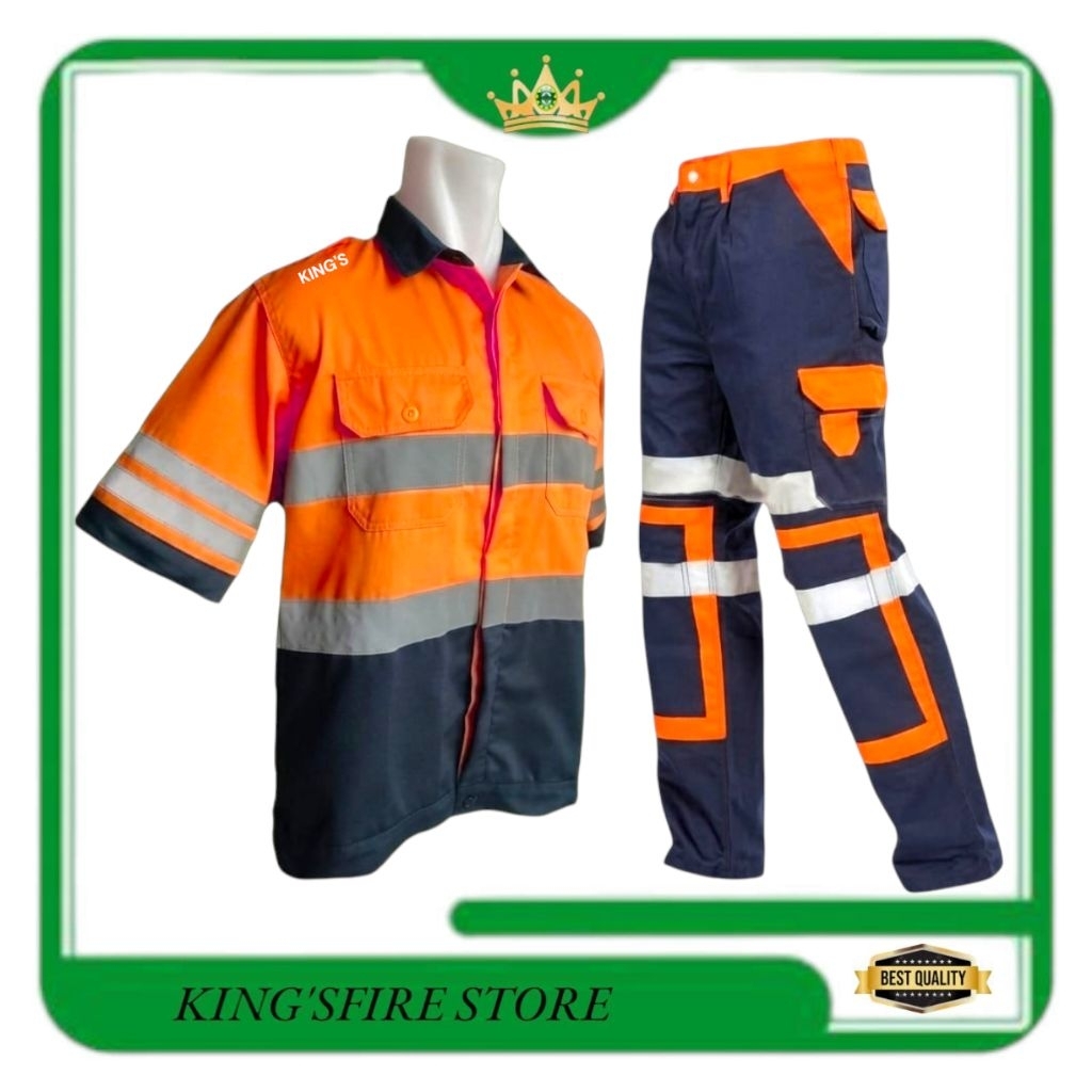 SETELAN BAJU CELANA SAFETY SCHOTLITE 3M - WEARPACK SAFETY REFLEKTOR - SERAGAM SAFETY - KOMBINASI WAR