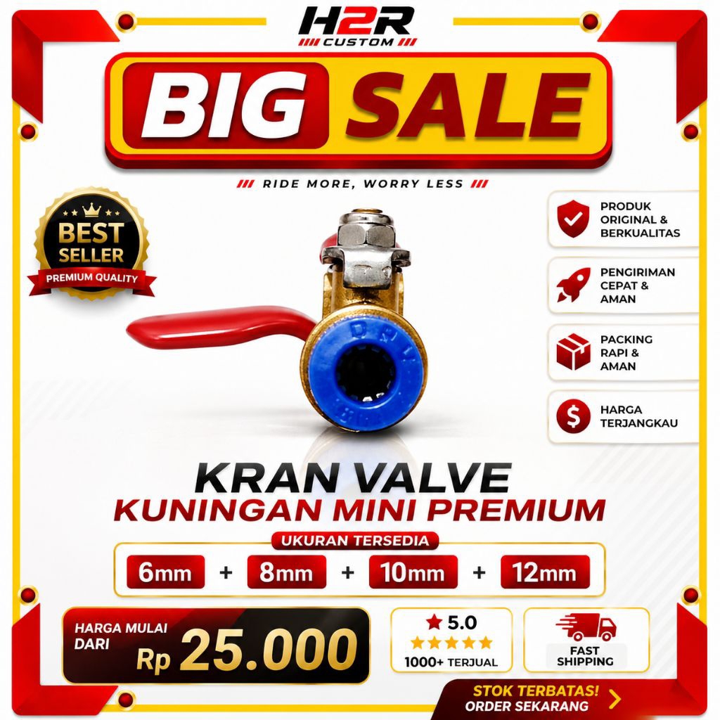 Stop Kran Double Slip Lock Mini 6mm ke 6mm 8mm ke 8mm 10mm ke 10mm 12mm ke 12mm Bisa Stopper Air Sto