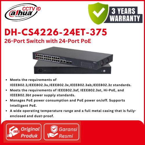 DAHUA Switch PoE DH-CS4226-24ET-375 PoE Switch 26-Port with 24-Port PoE