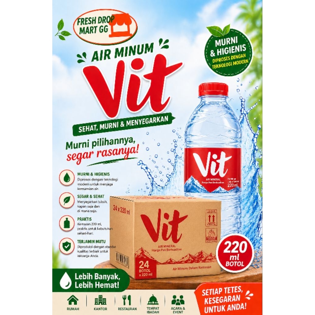 24 pcs Air Mineral Vit Botol Mini 220ml