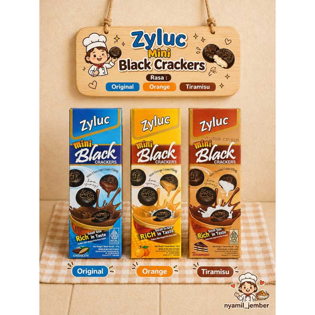 (5 PCS) ZYLUC MINI BLACK CRACKERS RASA ORIGINAL; - ORANGE - TIRAMISU