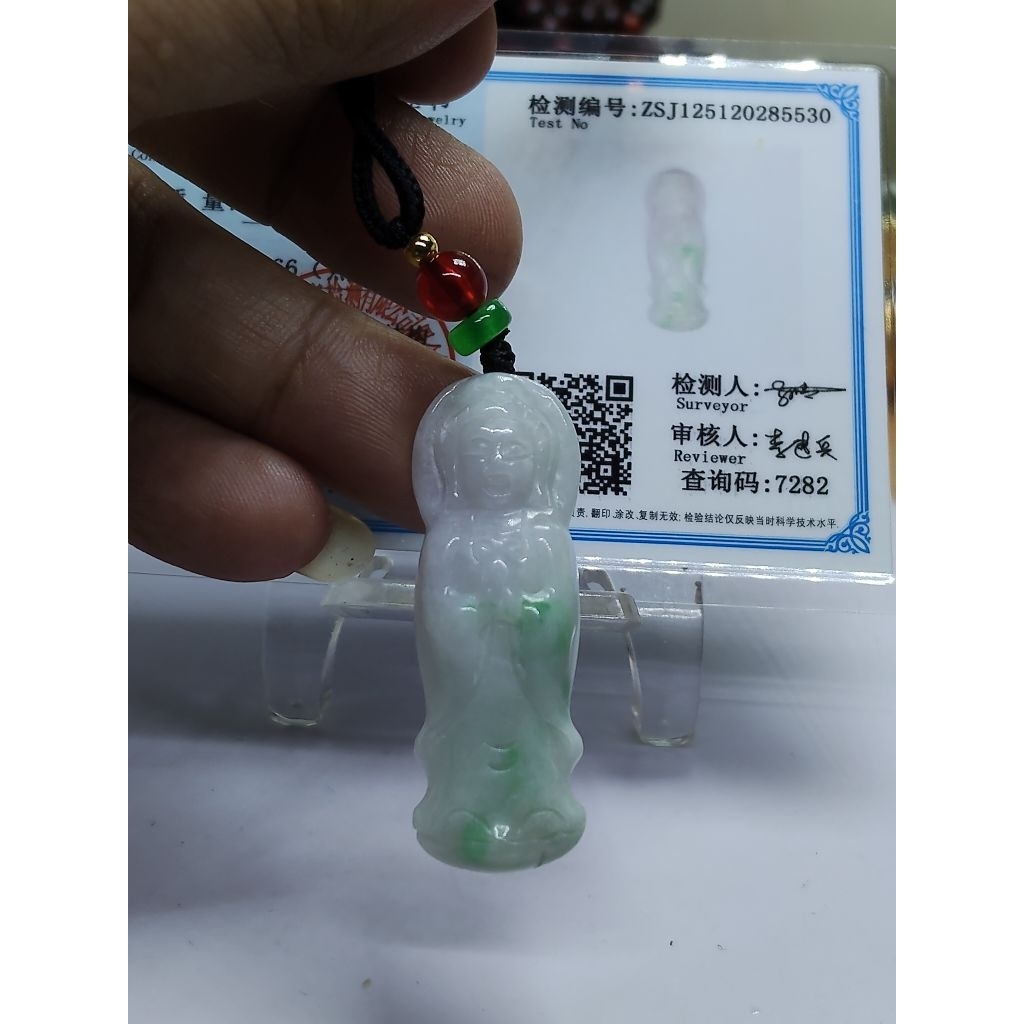KALUNG BATU GIOK JADETE JADE UKIRAN DEWI KWAN IM 5530