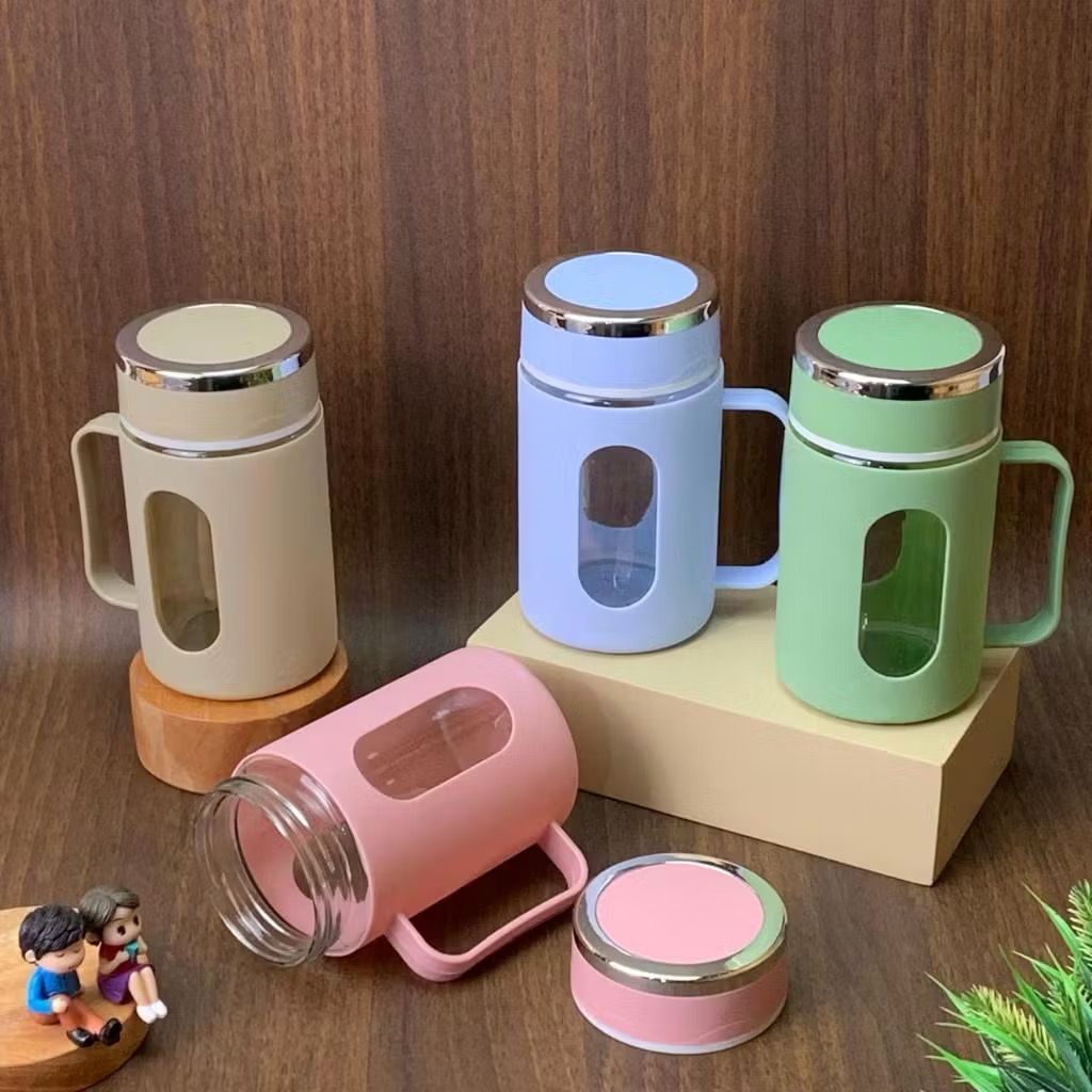 Souvenir Pernikahan Gelas Tumbler Aesthetic 500ml / Botol Minum Gagang Kaca Suvenir Khitan Grosir