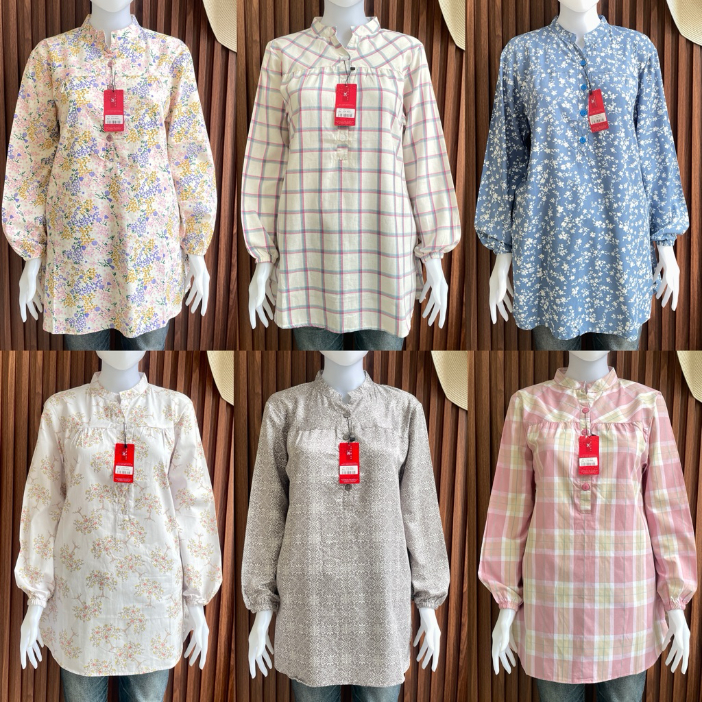Tunik Eclo Tunik Wanita 3C Motif Kotak Kotak Tunik Wanita Bahan Katun Premium