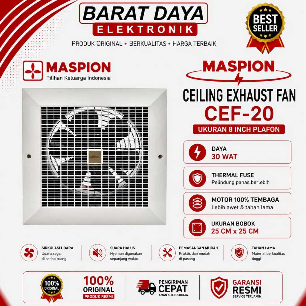 MASPION CEILING EXHAUST FAN 8" CEF-20 KIPAS BLOWER