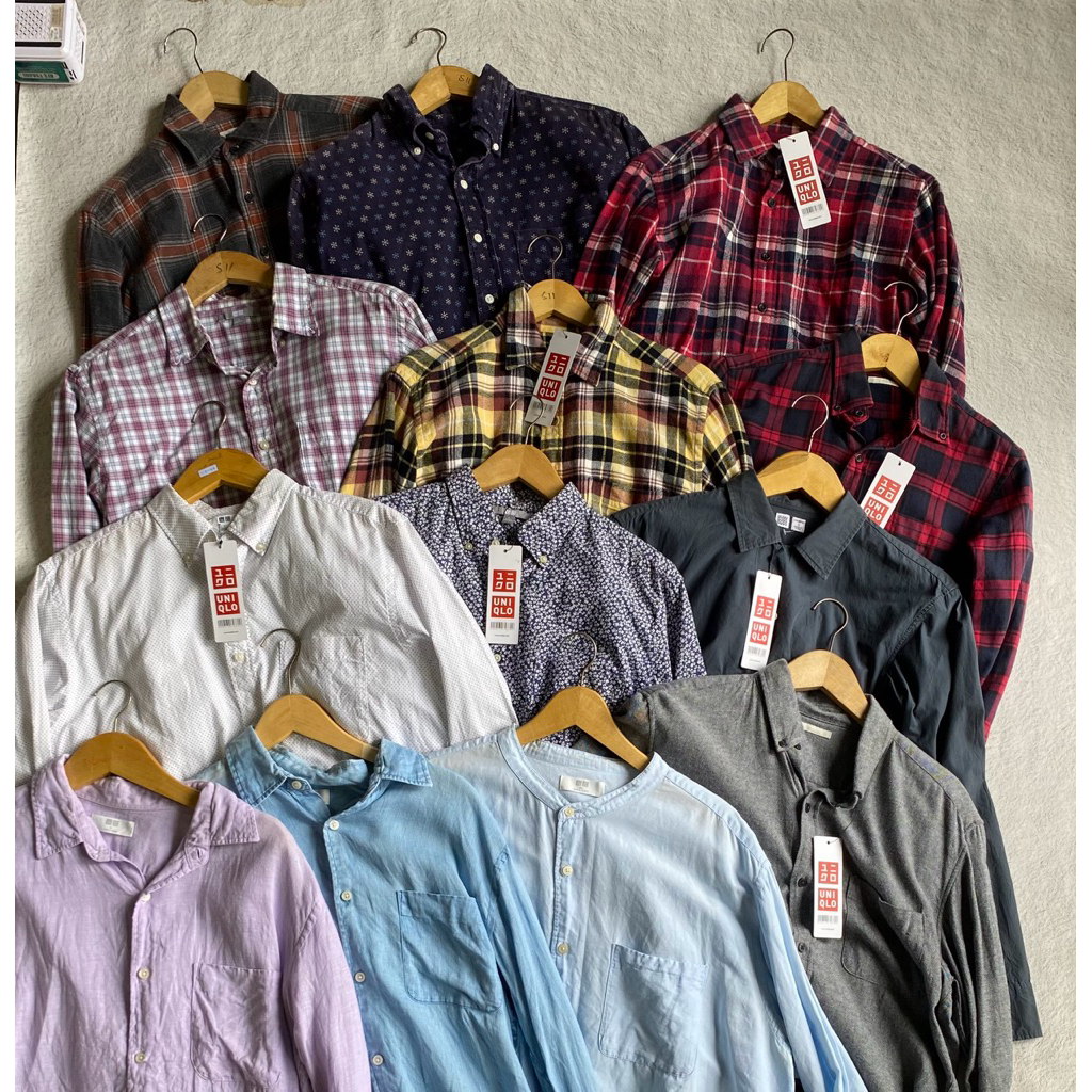 kemeja/hoodie uniqlo / Tshirt basic uniqlo / ziper sherpa
