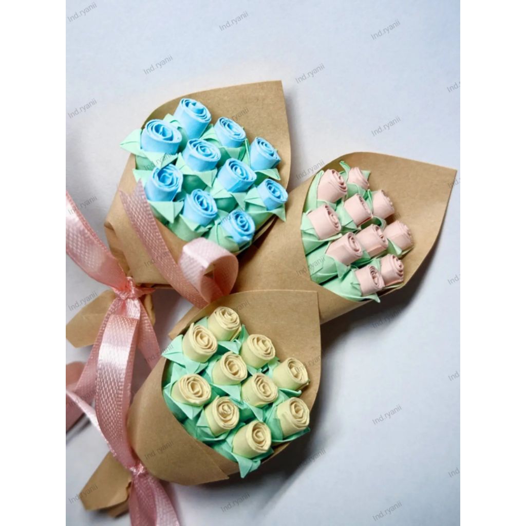buket bunga origami mini / buket bunga kertas mini / DIY buket bunga / souvenir buket bunga / buket 