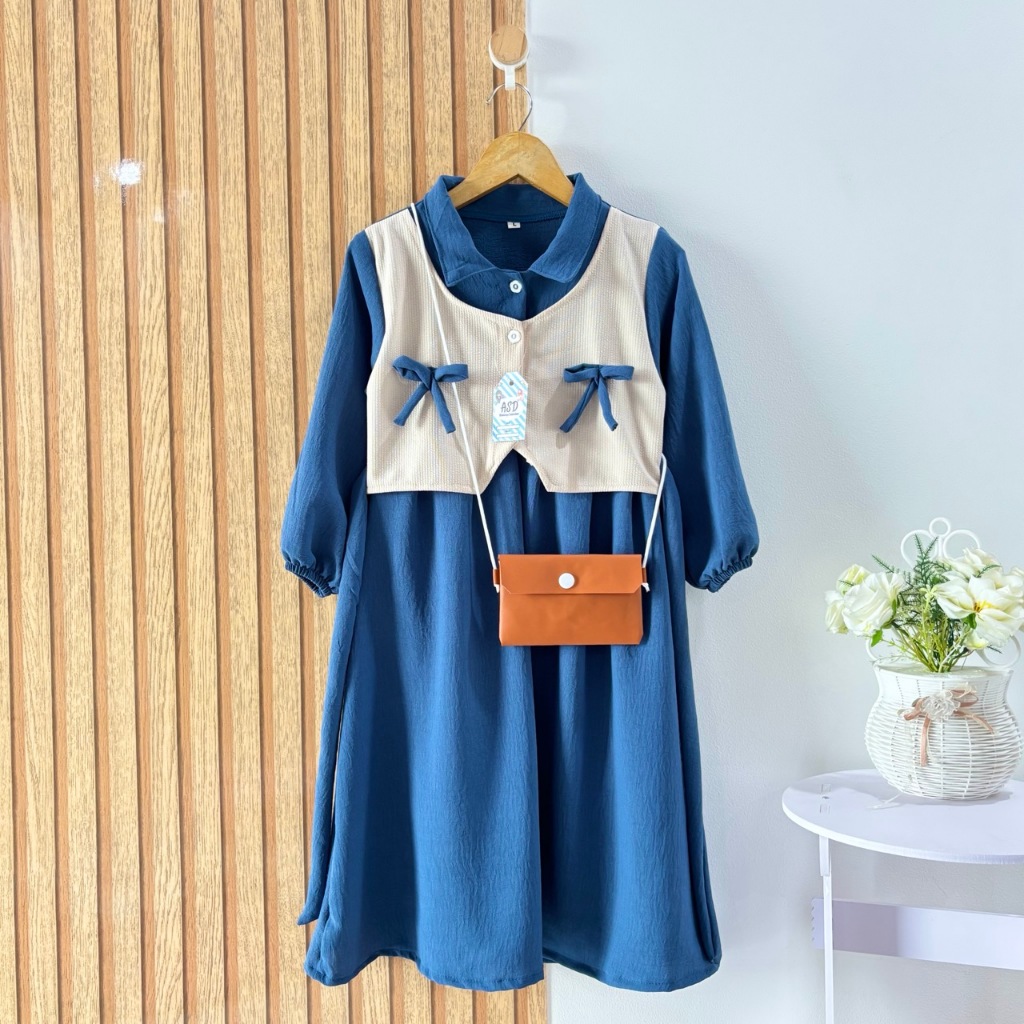 Gamis Rompi Anak Perempuan Lucu Free Tas Dress Muslim Anak 1-12 Tahun