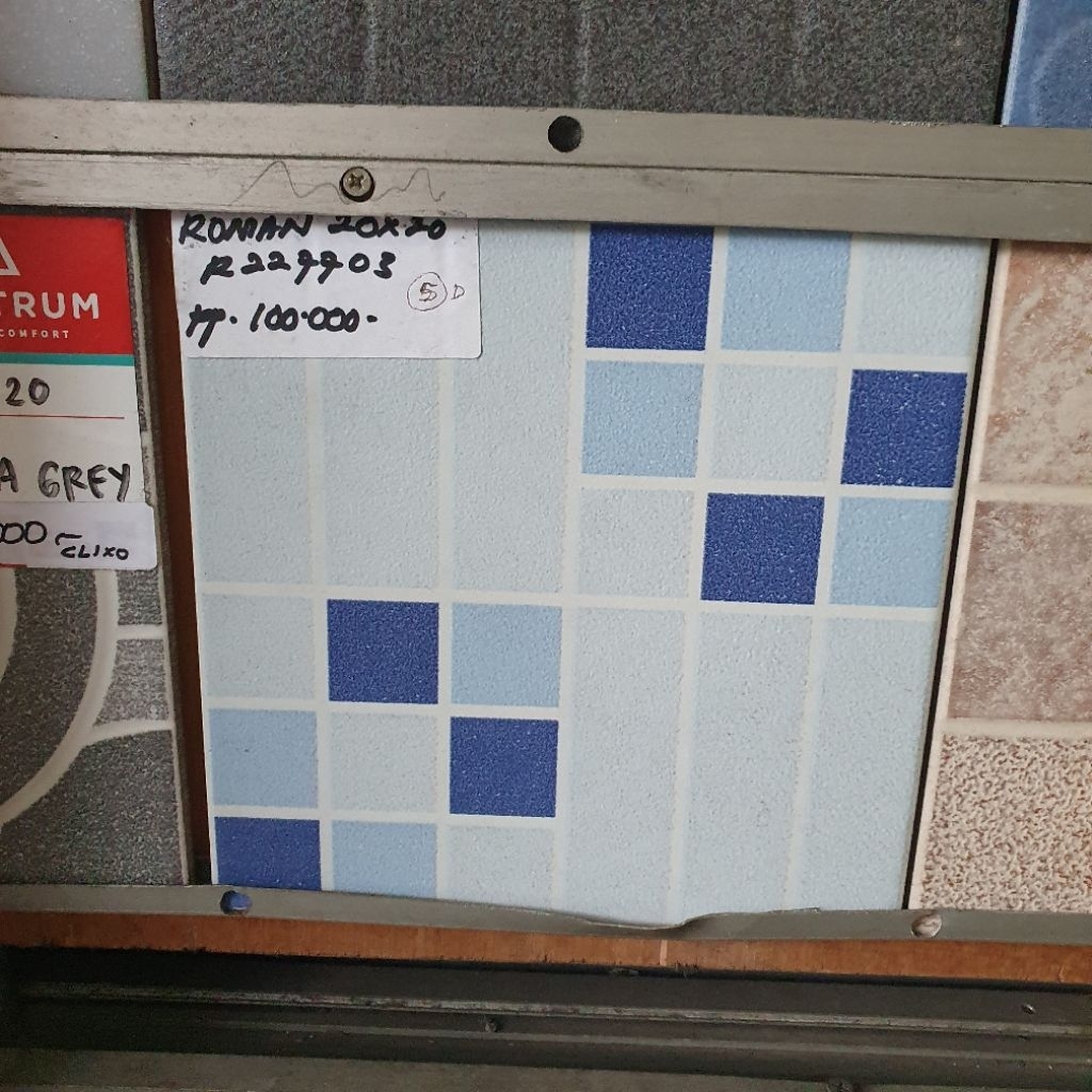 keramik lantai kamar mandi teras garasi rumah ROMAN 20x20 227703 kotak biru