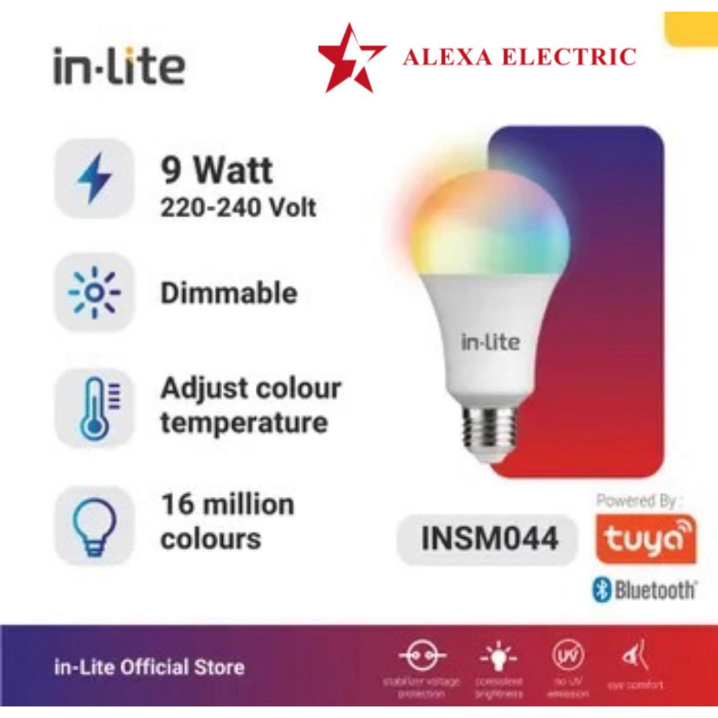 Lampu LED Smart RGB 9W Bluetooth Tuya E27 (IN-LITE)