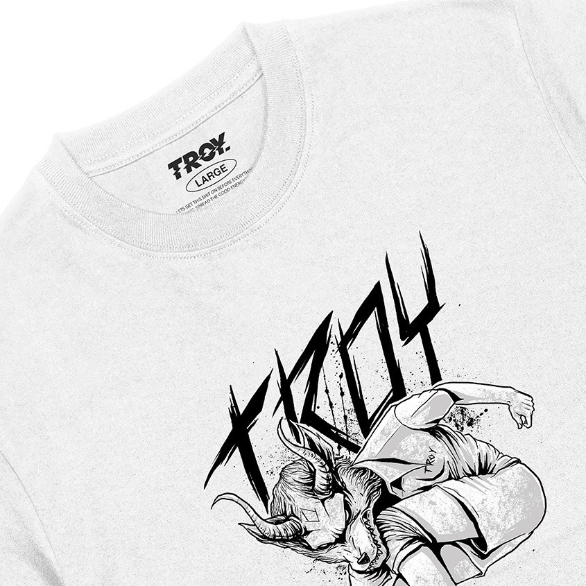 Troy Company Kaos Pria Lengan Pendek Putih - Devil Skate Tshirt White MTD 2336