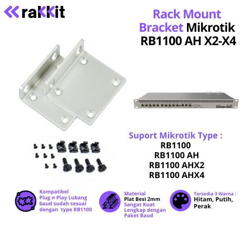 RAKKIT Rackmount Kit Mikrotik RB1100 RB1100AH RB1100AHX2 RB1100AHX4 Rak Server Kuping Bracket Kuping