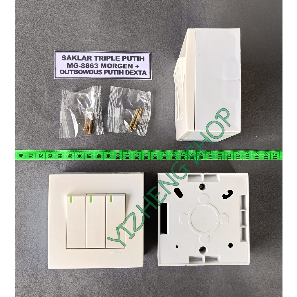 SAKLAR TRIPLE MG-8863 MORGEN + OUTBOW DUS PUTIH DEXTA